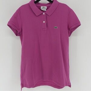 Lacoste Womens Pink Short Sleeve Pique Polo Shirt Size 40 Crocodile Logo